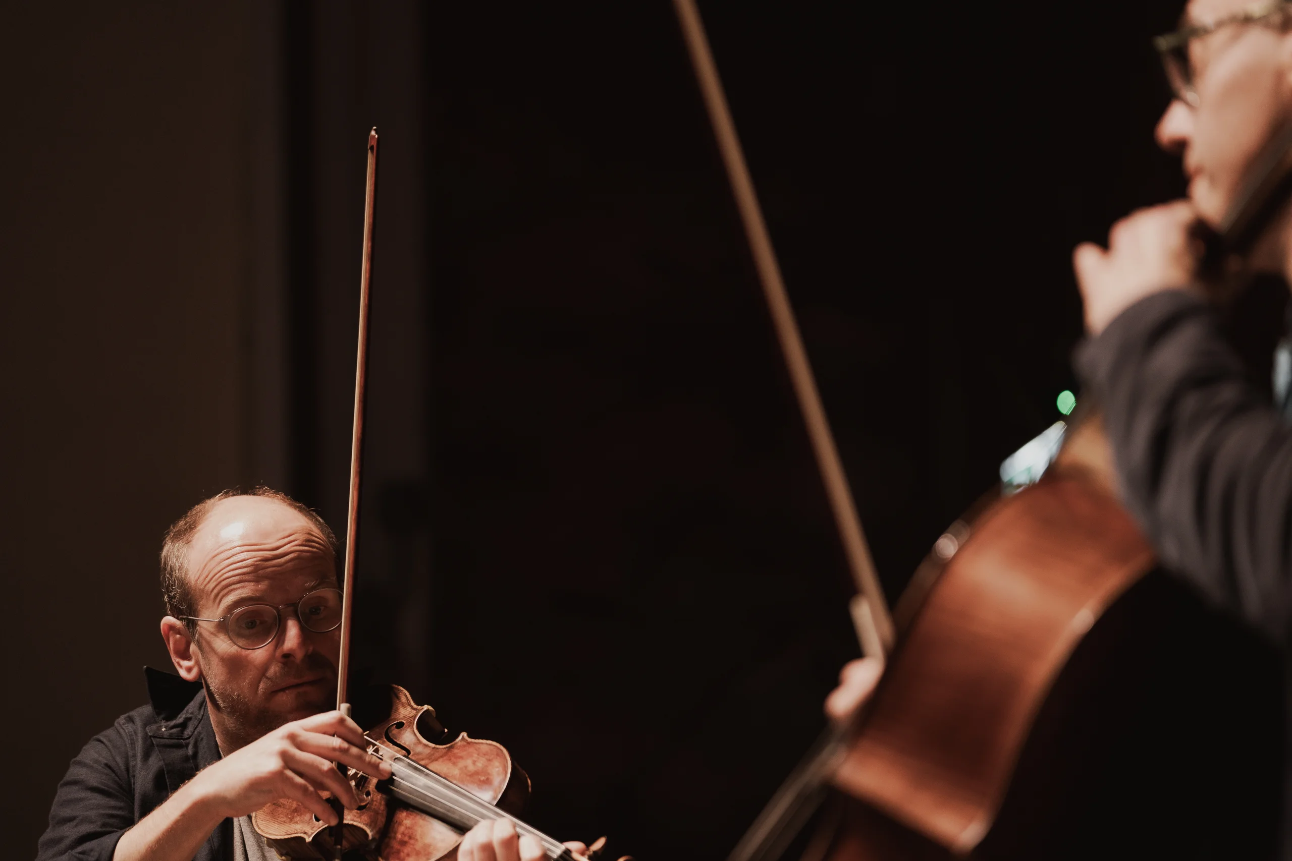 Benjamin Nabarro on violin and Adrian Brendel on cello performing with The Nash Ensemble